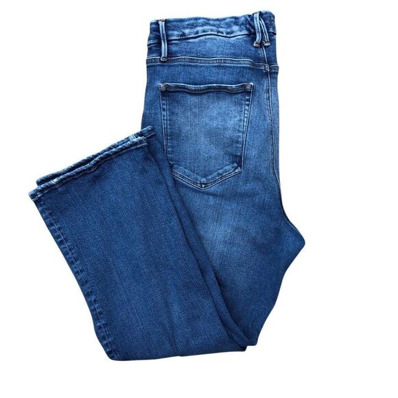 Good American Size 15 34x25 Good Legs Cropped Mini Boot Cut Stretch Blue Jeans - Picture 2 of 8